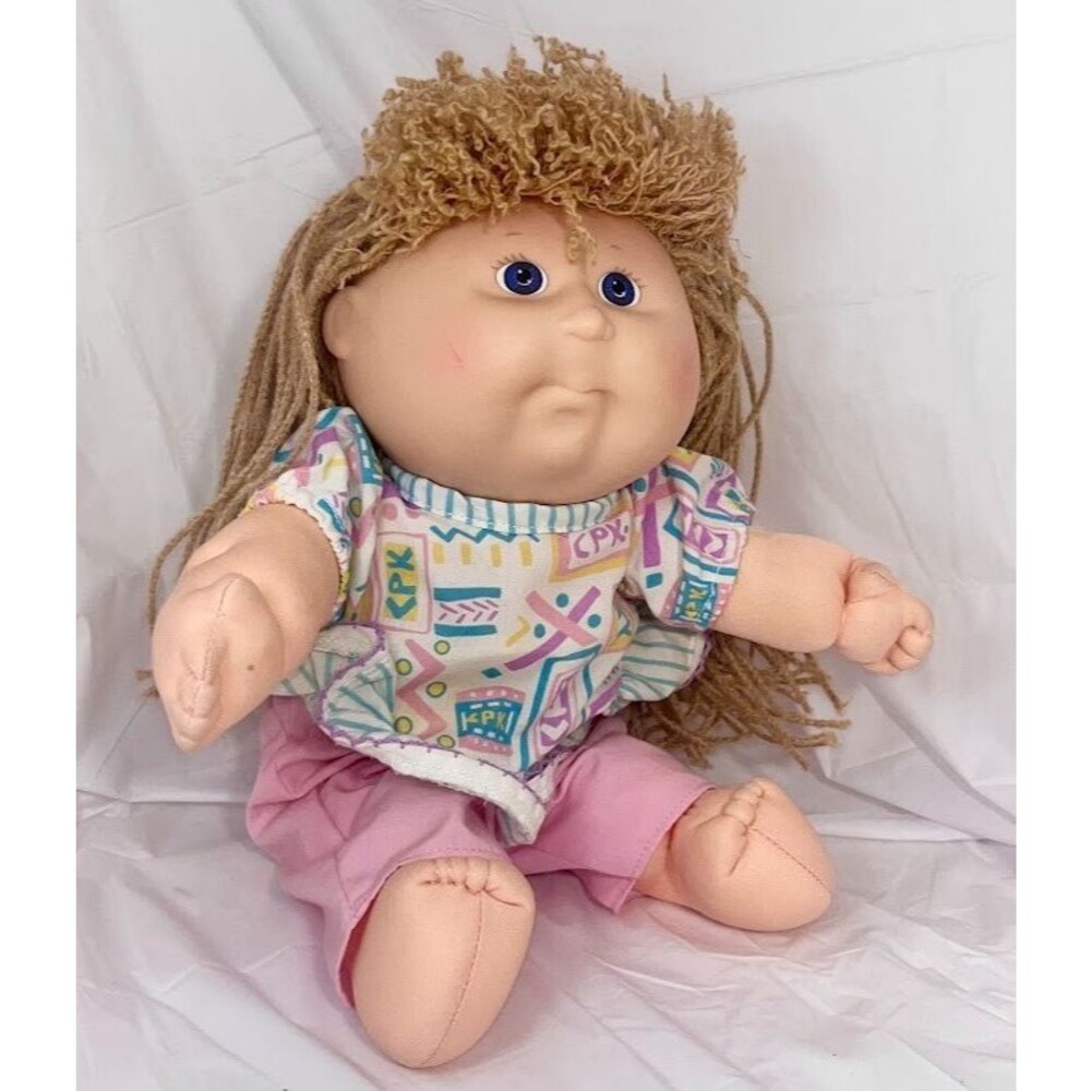 Vtg Cabbage Patch Crimp n Curl Girl Doll HASBRO 1990 1st Edition Blue Eyes Rare
